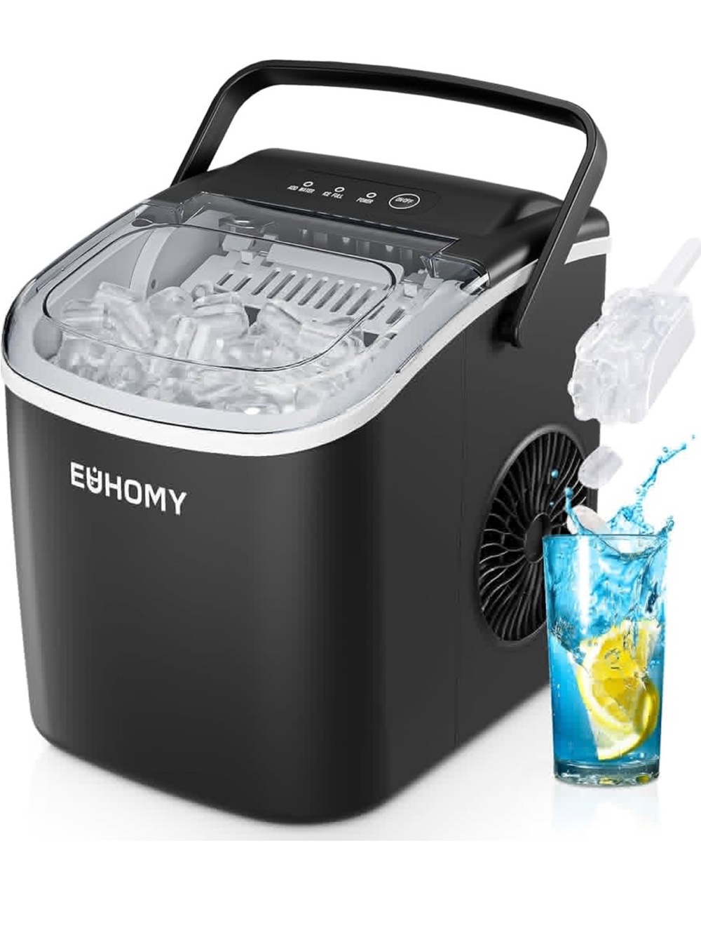 Black Portable Ice Maker with Carry Handle